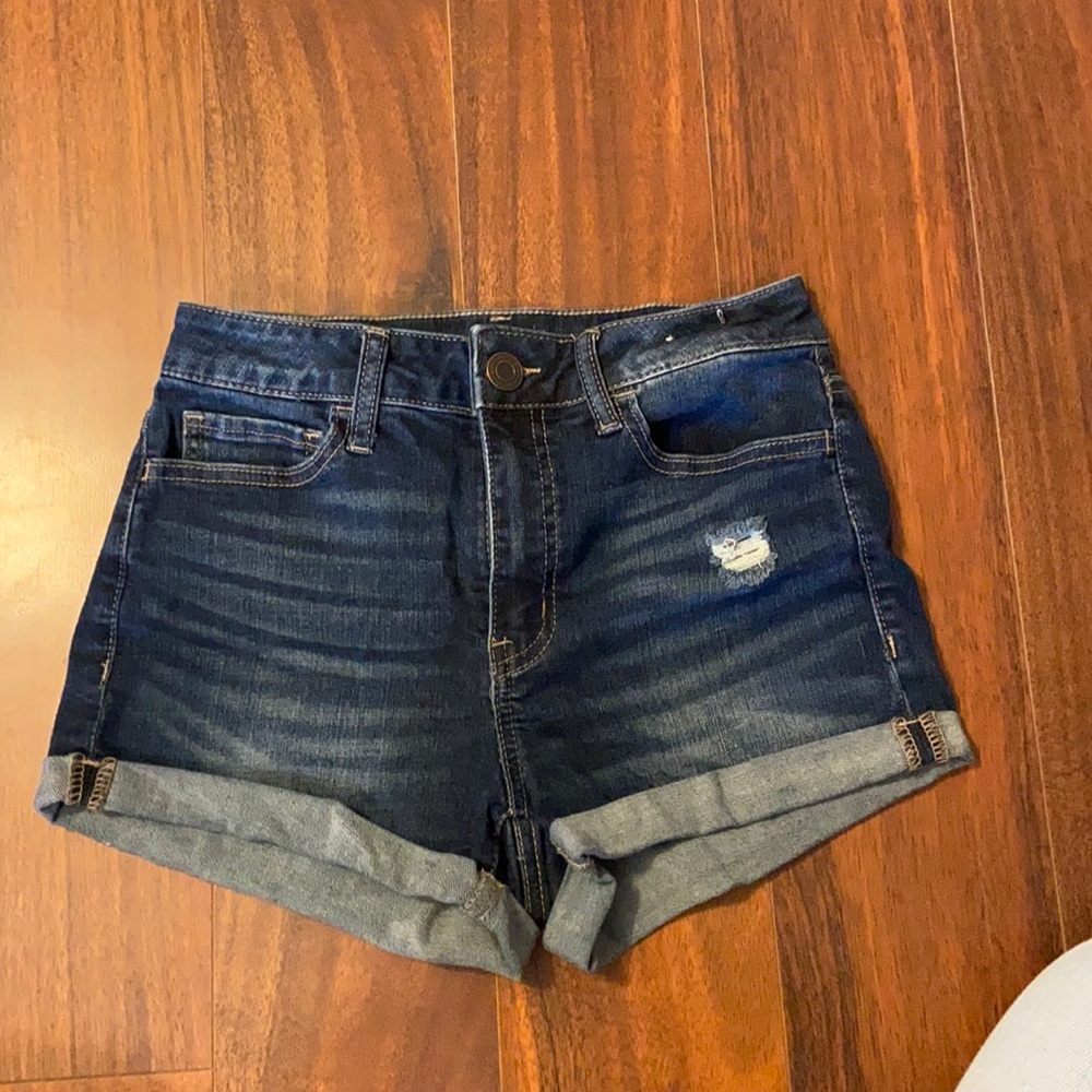 High rise denim shorts